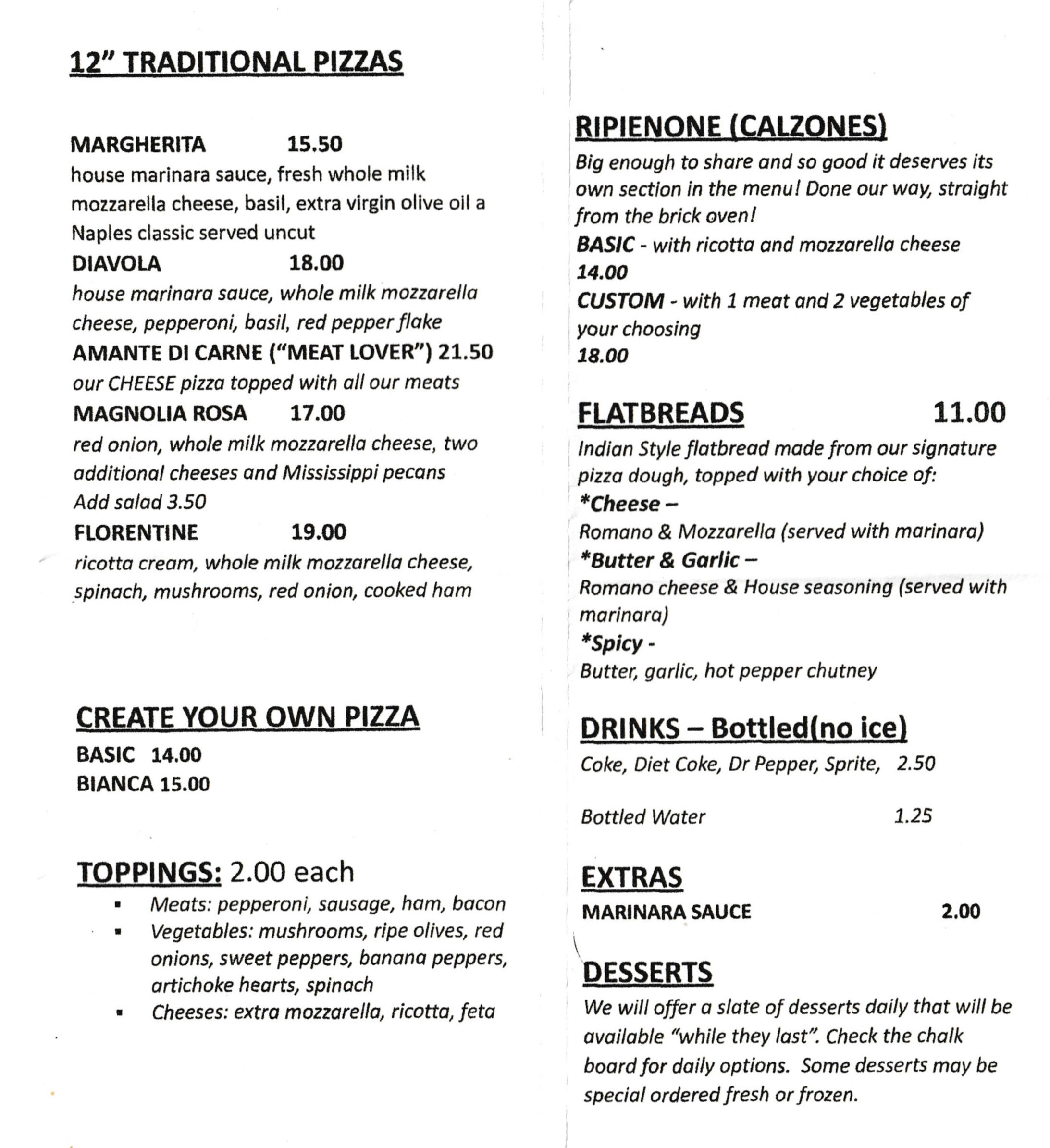 photo of a restaurant menu